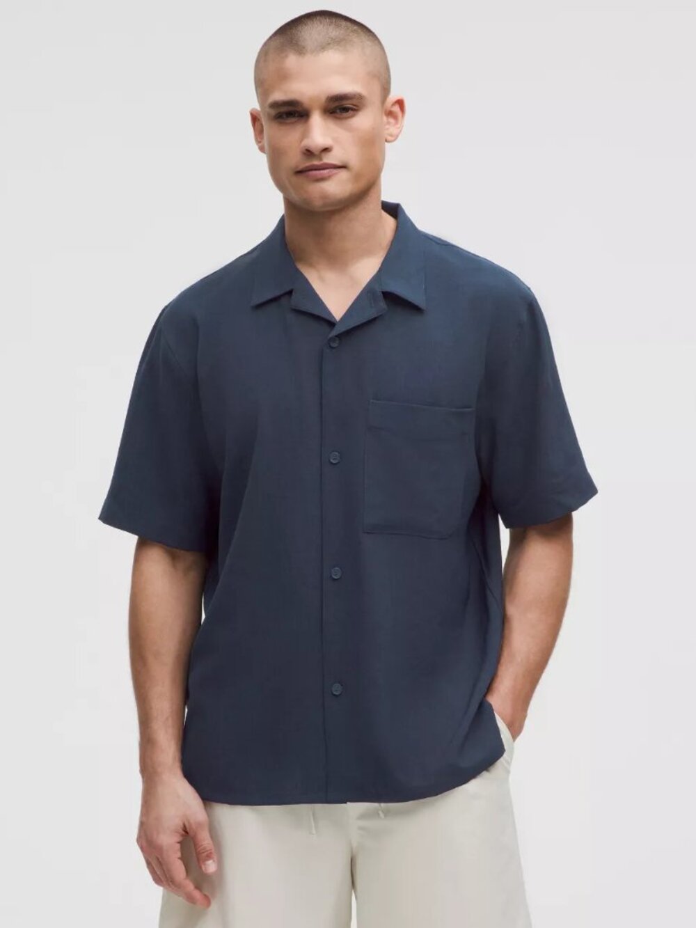 Lululemon Lightweight Camp Collar Button-Up Shirt Pocket - Navy